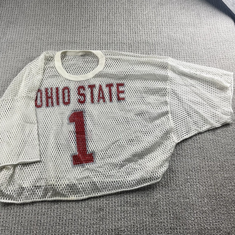 Vintage 1980s Sand Knit Ohio State Cropped Jersey Mens XL Football Mesh White